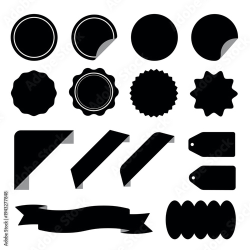 Black label sticker collection vector elements