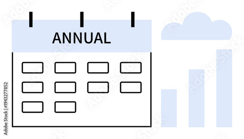 Annual calendar concept. Visualizing deadlines and project planning, the annual calendar signifies time management. Annual strategizing for performance reviews, project goals, scheduling