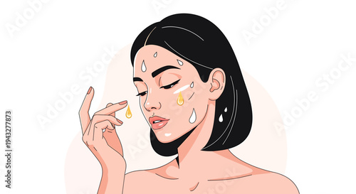 Woman applying cosmetic product illustration