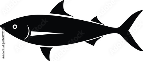 kingfish silhouette vector art illustration, black and white design