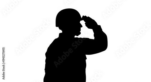 Silhouette Man Saluting Military Salute.