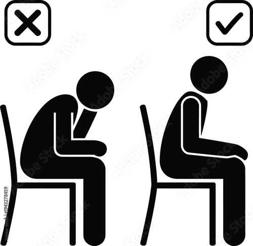 Proper and improper sitting postures compared