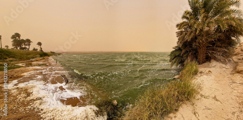 Bild auf Leinwand Harmattan blowing over lakes of Ounianga in Ennedi region of the Sahara Desert in Northeastern Chad