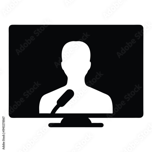 Online Conference or Presentation Icon Speaker at Virtual Event on Screen