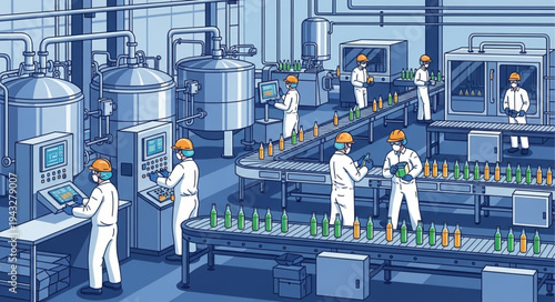 Scientists in Laboratory Factory Setting.