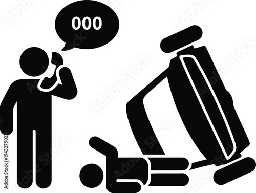 Person calling for help after accident