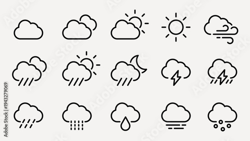 Minimalist weather icon set vector