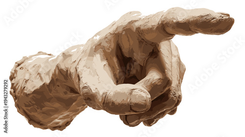 realistic human hand anatomy clay sculpture vector illustration