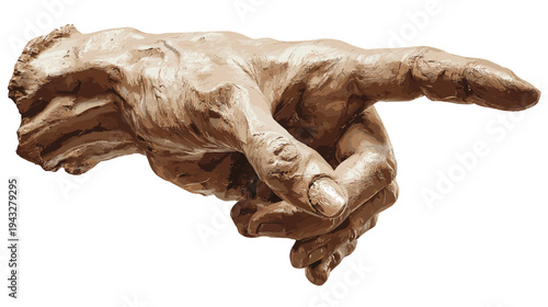 realistic human hand anatomy clay sculpture vector illustration