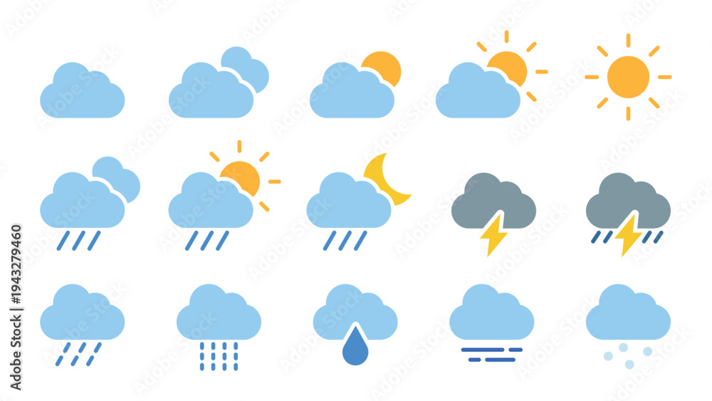 Obraz premium Minimalist weather icon set vector