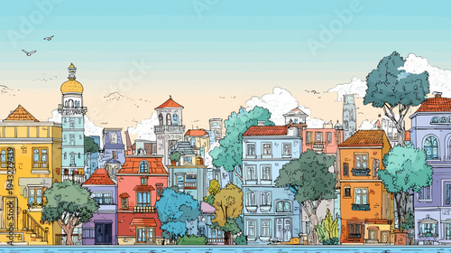 Vibrant cityscape illustration