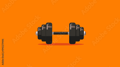 dumbbell on orange background