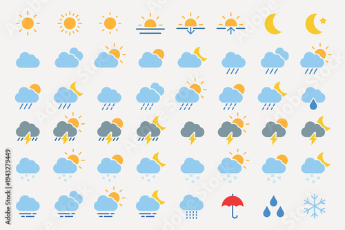 Minimalist weather icon set vector