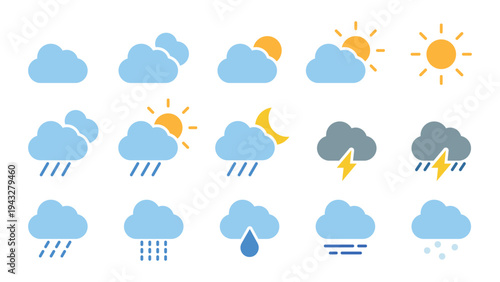 Minimalist weather icon set vector