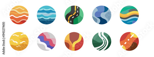 Colorful circular icons collection