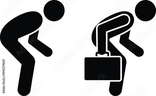 Two stick people with one stealing a briefcase