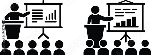 Two presenters giving a presentation to an audience