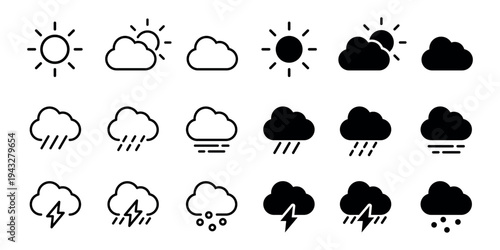 Minimalist weather icon set vector