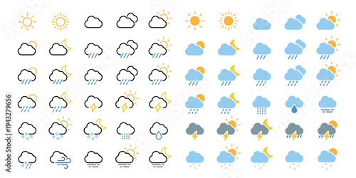 Minimalist weather icon set vector