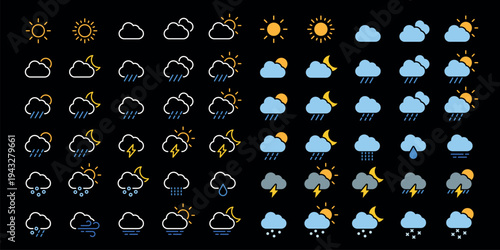 Minimalist weather icon set vector