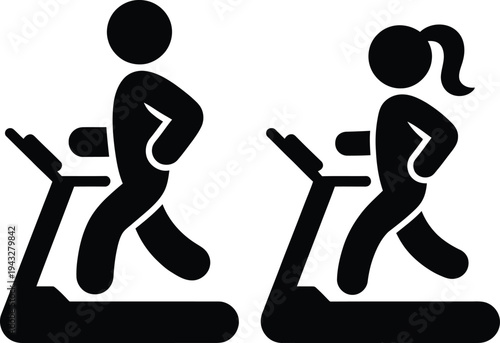 Two people running on treadmills