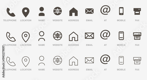 Set of 30 Contact Information Icons Vector in Solid, Rounded, and Outline Styles for Web, Mobile, and Print Design