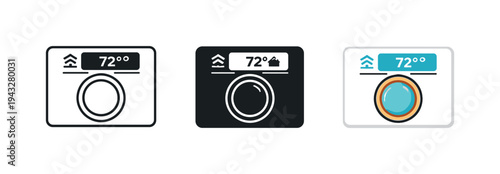 Thermostat icons showing temperature control and home comfort settings