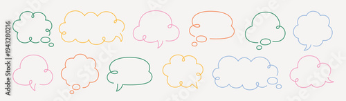 Colorful speech bubble outline collection vector