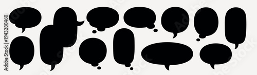 Black speech bubble silhouettes collection vector