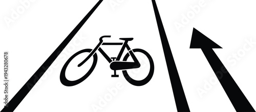 Bike lane icon with arrow cycling road sign