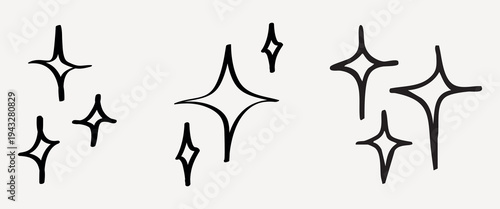 Hand-drawn starburst sparkle icons element vector set