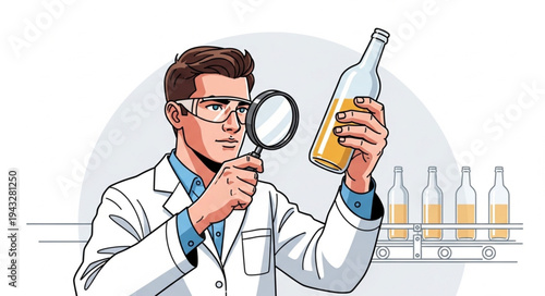 Scientist Examining Bottle of Liquid.