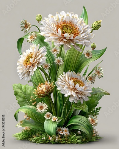 Decorative white floral composition modern elegant design high resolution picture