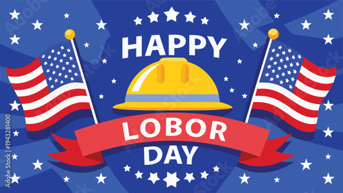 A festive celebration of labor day with flags and confetti in a vibrant design. Vector