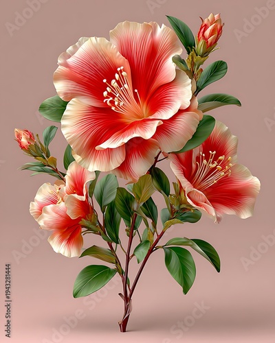 Delicate hibiscus flower illustration with graceful petals high resolution picture