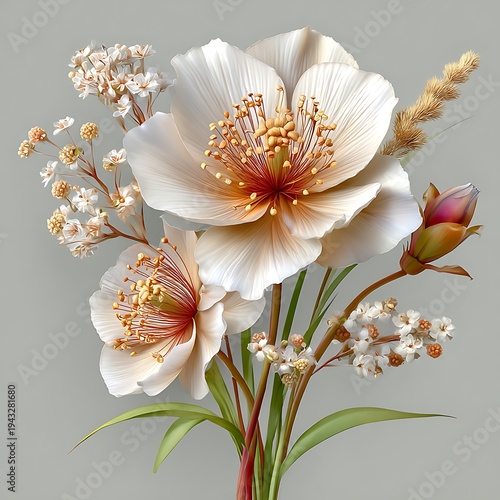 Delicate pink flower botanical art design high resolution picture