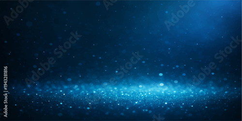 A cosmic nebula illuminates a dark blue abstract starfield across the starry night sky of the outer space universe