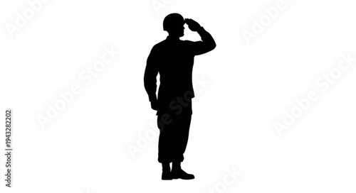 Silhouette of man saluting strongly.