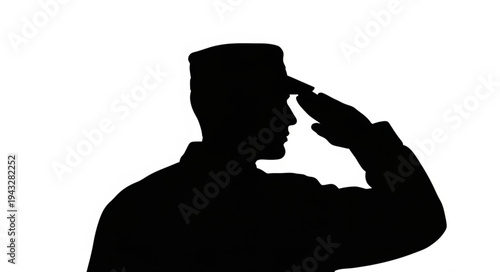 Silhouette of Military Man Saluting.