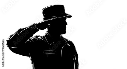 Silhouette of Military Man Saluting.