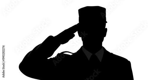 Silhouette of Military Officer Saluting.