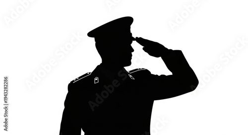 Silhouette of Military Officer Saluting.