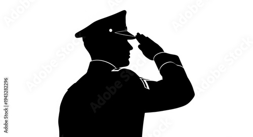 Silhouette of Military Officer Saluting.