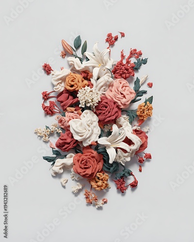 Elegant floral bouquet clay art design high resolution picture