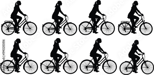 Black silhouettes of business people in suits standing, walking, holding briefcases, and professional women posing, isolated on white background for design.