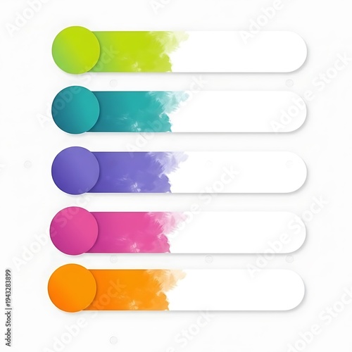 Colorful progress bars with vibrant gradient circles and white background