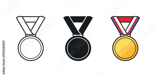 Celebratory finish scene showing a round medal with ribbon loop and smooth edge fully visible and centered as the sole subject