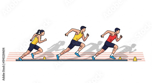 Runners Sprinting on Track.
