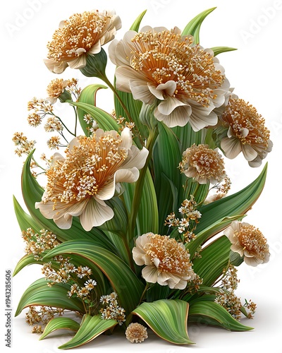 Elegant white floral bouquet with golden details high resolution picture