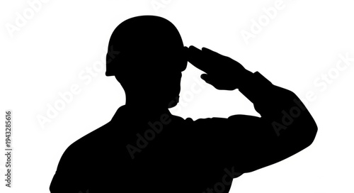 Silhouette of Salute Military Person.